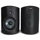 Polk Audio Atrium 6 Outdoor All-Weather Speakers with Bass Reflex Enclosure (Pair, Black), Broad Sound Coverage, Speed-Lock Mounting System