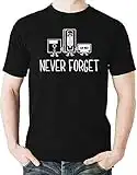 Witty Fashions Never Forget Floppy Disk VHS Cassette Tape Music Men's T-Shirt (Black, X-Large)