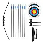 Procener 45" Bow and Arrow Set for Kids, Archery Beginner Gift with 9 Arrows 2 Target Face, 1 Arm Guard and 1 Quiver, 18 Lb Recurve Bow Kit for Teen Outdoor Sports Game Hunting Toy (Black)