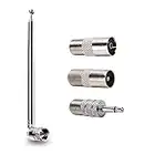 VooGenzek 7-Sezione Antenna Radio FM Telescopica 75 Ohm, DAB Antenna Interna con Connettore di Tipo F per TV Ricevitore Stereo Radio AM FM, Compatibile con Panasonic Yamaha Onkyo Denon Pioneer Marantz