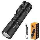 BORUIT Torche LED extrêmement lumineuse, lampe de poche rechargeable de 800 lumens, torche tactique avec clip, torche étanche ipx4 pour le camping d'urgence extérieur, la pêche de randonnée