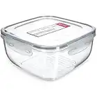 KADAX Conteneur alimentaire avec couvercle, click-it, conteneur alimentaire en plastique, micro-ondes, congélateur, conteneur de stockage, hermétique, transparent/gris (carré 2,4L)