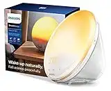 Philips SmartSleep Wake-up Light, Coloured Sunrise and Sunset Simulation, 7 Natural Sounds, FM Radio & Reading Lamp, Tap Snooze (Model HF3531/01)