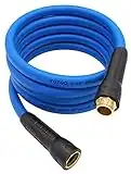 YOTOO Heavy Duty Hybrid Garden Lead in Water Hose 5/8-Inch by 10-Feet 150 PSI, Kink Resistant, All-Weather Flexible with Swivel Grip Handle and 3/4" GHT Solid Brass Fittings, Blue