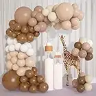146Pcs Brown Balloons Garland Arch Kit, DIY 18"12"10" Coffee Brown Blush Nude Balloons for Neutral Woodland Teddy Bear Baby Shower Wedding Jungle Safari Birthday Party Decorations