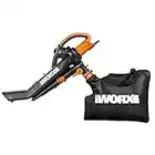 WORX Soffiatore elettrico da 3000 W e aspiratore per foglie con mulcher/aspirapolvere 3 in 1 WG505E con sacco di raccolta da 45 l, 335 km/h, 600 m³/h (batterie non fumate)