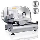 Meat Slicer, CUSIMAX 200W Electric Deli Food Slicer with Two 7.5” Removable Stainless Steel Blades and Pusher, Deli Cheese Fruit Vegetable Bread Cutter, Adjustable Knob for Thickness, Food Carriage & Non-Slip Feet