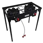 Gas One Two Burner Camping Stove Outdoor High Pressure Propane gas stove Adjustable PSI Regulator and 4ft Steel Braided Hose With Removable Legs