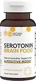 NATURAL STACKS Serotonin w/L Tryptophan & Rholiola - Mood Support & Serotonin Supplement - Promotes Positive Mood, Calmness, Increased Energy - Happy Mood & Brain Support Supplement (60ct)