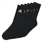 adidas CUSHIONED CREW Tennissocken Sportsocken Damen Herren Unisex 6 Paar, Farbe:Black, Socken & Strümpfe:43-45