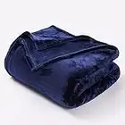 ml MassAri Limited Fleece Blanket Sofa Bed Throw 230x270 Navy Super King Size Luxurious Cosy Winter Warm Faux Fur Reversible (Blue, Super King)