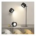 Coollamp Lampada da Tavolo Senza Fili, Lampada per Scrivania con 3 Modalità di illuminazione, 3 Livelli di luminosità, Controllo Touch, Ruota a 360°, ricaricabile per Camera da letto