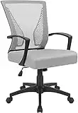 KaiMeng Ergonomic Grey Office Clearance Mesh Computer Lumbar Support Mid Back Study Desk Modern Executive Task Chair Cheap Adjustable Swivel, 19.8" x 19.8" x 38.8"