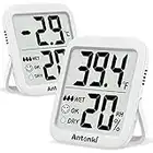 Antonki Room Thermometer for Home, 2 Pack Digital Temperature and Humidity Monitors, Indoor Hygrometer Sensor, Humidity Gauge, Humidity Meter for Baby Room, Terrarium, Incubator, Greenhouse