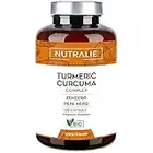 NUTRALIE, Curcuma Curcumina Bio con Piperina e Zenzero Biologico. 120 Capsule Gastroresistenti, Integratore 100% Vegano, Curcuma Complex, Prodotto da Nutralie