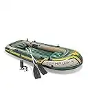 Intex Seahawk 4, 4-Person Inflatable Boat Set with Aluminum Oars and High Output Air Pump (Latest Model)