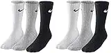 Nike SX4508 Lot de 6 paires de chaussettes pour homme et femme Blanc/noir/gris/noir