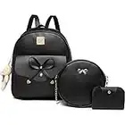 MACCINELO Cute PU leather 3pcs set backpack mini purse shoulder bag for women teen girls