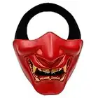 ATAIRSOFT Halloween Costume Cosplay BB Gun Evil Demon Monster Kabuki Samurai Hannya Oni Half Cover Airsoft and Prop Mask (Red)