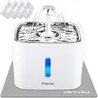 Cat Water Fountain, Parner Pet Fountain Ultra-Quiet, Stainless Steel 2.5L Electric Cat Drinking Fountain Pet Water Dispenser with Water Level Indicator, Free 4pcs Filter and Silica Pad