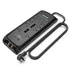 Monster Power Strip Surge Protector with USB Ports - Heavy Duty Protection for 8 Plug-ins,1 USB-C and 1 USB-A Port - Ideal for Computers, Home Theatre, Home Appliance and Office Equipment