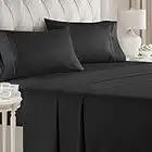 Queen Size Sheet Set - 4 Piece Set - Hotel Luxury Bed Sheets - Extra Soft - Deep Pockets - Easy Fit - Breathable & Cooling Sheets - Wrinkle Free - Comfy - Black Bed Sheets - Queens Sheets – 4 PC