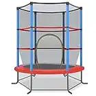 COSTWAY Trampolino Elastico per Bambini in Acciaio, Tappeto Elastico Bambini da Esterno e da Interno, con Rete e Cusicnetti Antiscivolo (Blu)