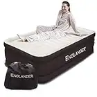 Englander Queen Air Mattress with Built in Pump Raised - Double High, 600 LB Weight Capacity - Luxury Size Camping Mattress - Blow Up Floor Bed for Home - Microfiber, Waterproof Airbed with Patch Kit