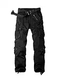 OCHENTA Cargo Pants for Men Casual Military Work Combat 8 Pockets Relax Fit Trousers Black 34