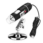 Yastouay Microscopio 40x -1000x, fotocamera digitale USB 2.0, microscopio 2 Mp 8 LED con adattatore OTG e supporto in metallo, mini scopio compatibile con Mac Windows 7 8 10 Android