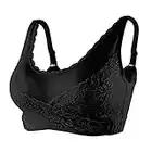 CMTOP Soutien Gorge sans Armature,Sport Dentelle Bra Push Up Lingerie,pour Yoga Fitness Entraînement,Pas De Déformation,Confortable Soutien-Gorge Brassière Femme-Noir-S