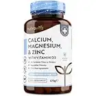 Calcium, magnésium, zinc enrichi en vitamine D3 - Supplément de haute résistance | 365 comprimés végétariens | Offre de 6 mois | Fabriqué au Royaume-Uni par Nutravita