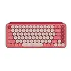 Logitech POP Keys Mechanical Wireless Keyboard with Customizable Emoji Keys, Durable Compact Design, Bluetooth or USB Connectivity, Multi-Device, OS Compatible - Heartbreaker Rose