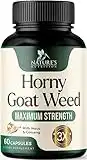 Extra Strength Horny Goat Weed Extract for Men & Women - 1560mg 3X Strength, Performance, Energy, Drive, Size, Stamina with Maca, Saw Palmetto, Ginseng, L-Arginine & Tongkat Supplement - 60 Capsules