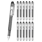 EEOYU 12 Pieces Black Disposable Fountain Pens, Smooth-Writing Office Supplies for Sketching, Journaling, Calligraphy, Doodling and Gifts (Black)