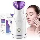 Nano Ionic Facial Steamer, Professional Facial Steamer for Deep Cleaning - Kingsteam Portable Facial Vaporizador, with Aromatherapy Kit and Blackhead Removal Tools, for Home Facial Sauna Spa (Purple)