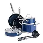 Blue Diamond CC001602-001 Toxin Free Ceramic Nonstick Cookware Set, 10-Piece, Blue