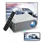 DZA Vidéoprojecteur WiFi, VF220 Mini Projecteur Portable Supporte 1080P Full HD, Retroprojecteur Home Cinéma Compatible avec Samrtphone/HDMI/USB/DVD/TV Stick/PS4