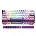 Womier WK61 Purple Keyboard - 60% RGB Mechanical Gaming Keyboard,Hot-Swappable Mini Keyboard w/Pudding Keycaps, Pro Driver/Software Supported - Red Switch(with Silicone Pad)