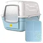 CatCentreⓇ Blue Hooded Large Litter Box Scoop Filter & Blue Mat Covered Tray Toilet Bundle