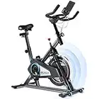 ANCHEER Bicicleta Estática de Spinning Bicicleta Interior Volante Inercia 10kg,Conexión con APP,Pantalla LCD, Sillín Ajustable, Carga máxima 120 kg,Altura Máxima Recomendada para Usuarios: 180cm.