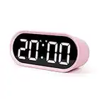 mooas Pop Mirror LED Alarm Desk Clock, LED Clock, Alarm/Snooze, Temperature Clock (Pink)