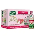 (Pack of 12) Green Globe Aloe Vera Juice Drink 500 ml, Original Aloe Vera Juice for Hair and Skin 500 ml (Lychee Aloe Vera Drink)