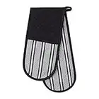 DII Double Strip Chef Kitchen Cooking & Baking Collection, Double Oven Mitt, 35x7.5, Black