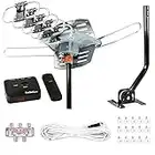 Five Star HDTV Antenna Digital Outdoor Antenna,150 Miles Range, 360 Degree Rotation Wireless Remote-Snap-On Installation Support 5 TVs, with Installation kit and Mounting Pole