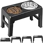 URPOWER Raised Slow Feeder Dog Bowls 4 Height Adjustable Elevated Dog Bowls with Stainless Steel Dog Water Bowl and Dog Slow Feeder Non-Slip Dog Food Bowls Stand for Small Medium Large Dogs and Pets