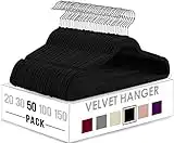 Utopia Home Pack of 50 Premium Non Slip Velvet Hangers 360 Degree rotatable Hook Durable & Slim Coat Hangers - Pant Hangers - Black