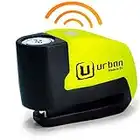 URBAN UR6 Candado Moto Disco Alarma Hi-Tech 120dB ON/OFF, Warning Sensibilidad A+, Remplazable, Pila CR2, Impermeable, Soporte Opcional, Cierre Click, Antirrobo Moto Universal Scooter Bici Eléctrica