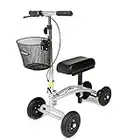 Orthomate Knee Scooter with Basket & Pneumatic Tyres for a Smooth Ride Indoors or Outside. for All Below Knee Non-Weight Bearing Injuries