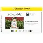 Eco by Naty, Taglia 2, 132 pannolini, 3-6kg, fornitura di UN MESE, Pannolino eco premium a base vegetale con lo 0% di plastica sulla pelle